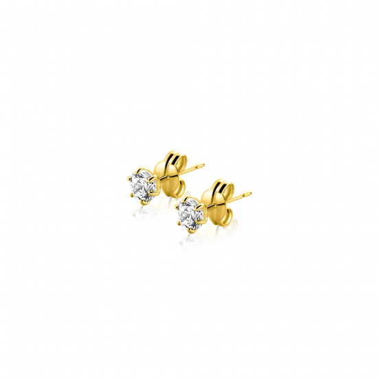 4,5mm ZINZI Gold 14 krt gouden oorknoppen bezet met een witte zirkonia in zespootszetting ZGO544