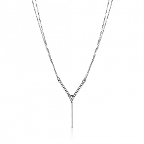 ZINZI multi-look Y-collier met dubbele jasseron schakel en drie glimmende staafjes 42-45cm ZIC-BF106