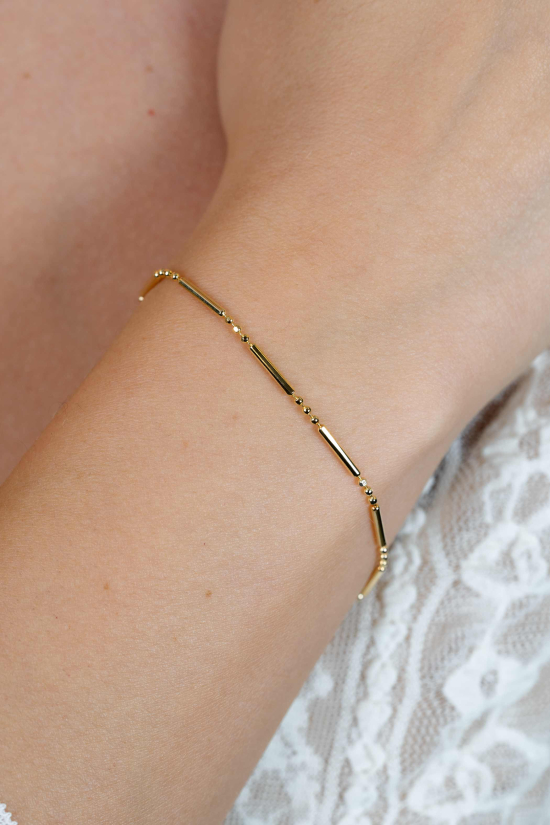 ZINZI zilveren fantasie armband 14K geel verguld staafjes ZIA1452G