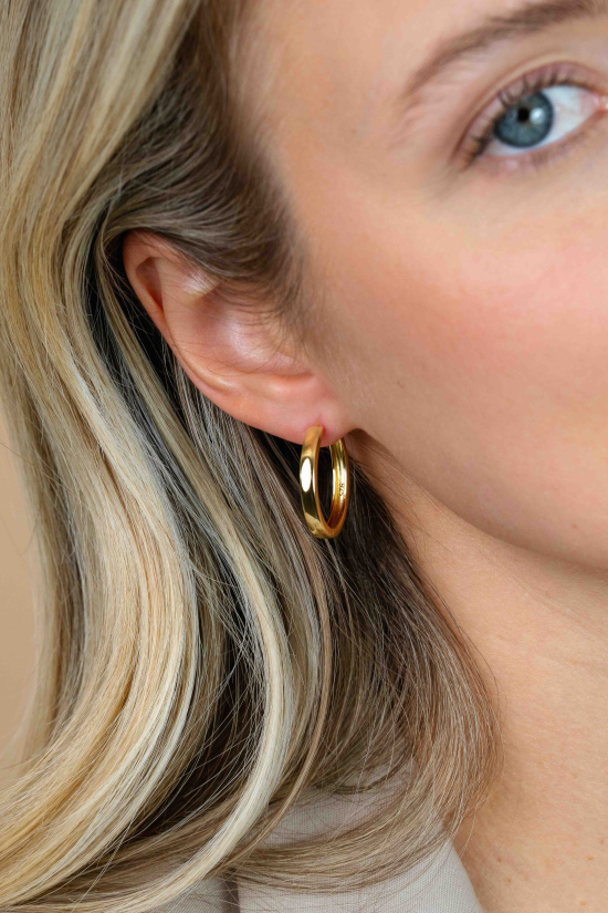 ZINZI gold plated zilveren oorringen 24 x 3mm met scharniersluiting ZIO192G