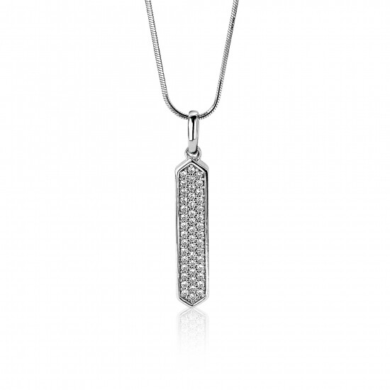 ZINZI zilveren hanger zeshoek wit 27mm ZIH1788 (zonder collier)