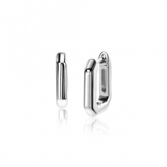 16mm ZINZI zilveren luxe oorringen 16x3mm achthoekig met klapsluiting ZIO2495