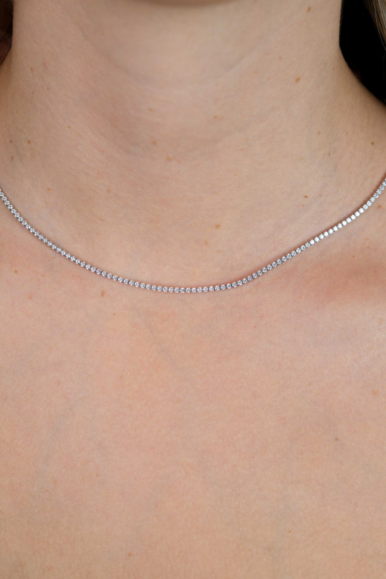 ZINZI zilveren tennis collier 45cm met rijzetting witte zirconia's 1,7mm breed ZIC2794