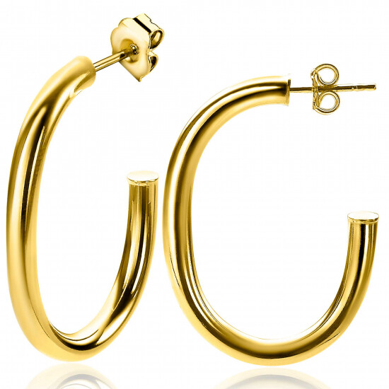 ZINZI zilveren oorringen 14K geel verguld open vorm 40x4mm ovaal ZIO2233G