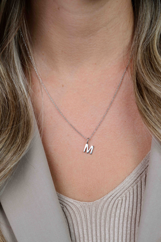 ZINZI zilveren letter hanger M ZIH2140M