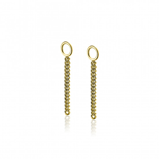 ZINZI zilveren oorbedels geel verguld gourmet ketting 30mm ZICH1694G (zonder oorringen)