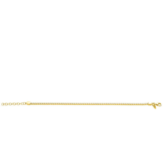 ZINZI gold plated zilveren tennisarmband 2,4mm breed bezet met een rij glanzende witte parels ZIA2910