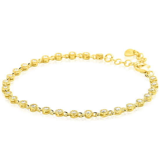 ZINZI gold plated zilveren armband met een speelse rij witte zirkonia’s in ronde zetting 3mm breed ZIA2893Y