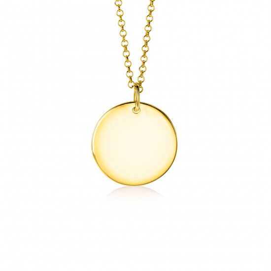 20mm ZINZI gold plated zilveren hanger gladde ronde plaat voor gravure ZIH2345G20 (zonder collier)