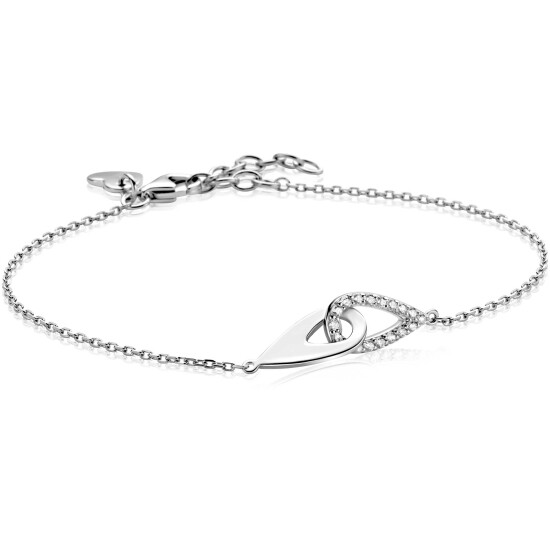 ZINZI zilveren schakelarmband met twee in elkaar gevlochten druppelvormen ZIA2768