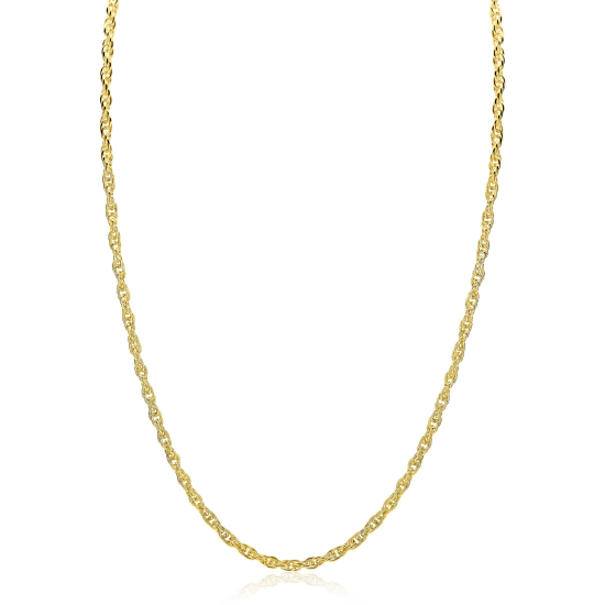 ZINZI gold plated zilveren massieve platte koord ketting (2,6mm breed) 42-45cm ZIC2844G