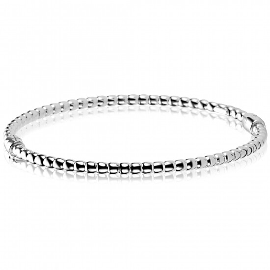 ZINZI zilveren bangle armband met bolletjes-motief 3mm en luxe scharniersluiting ZIA2755