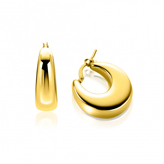 22mm ZINZI gold plated zilveren oorringen met brede buis (7mm) en rond aflopend, handige bovensluiting  ZIO2751G
