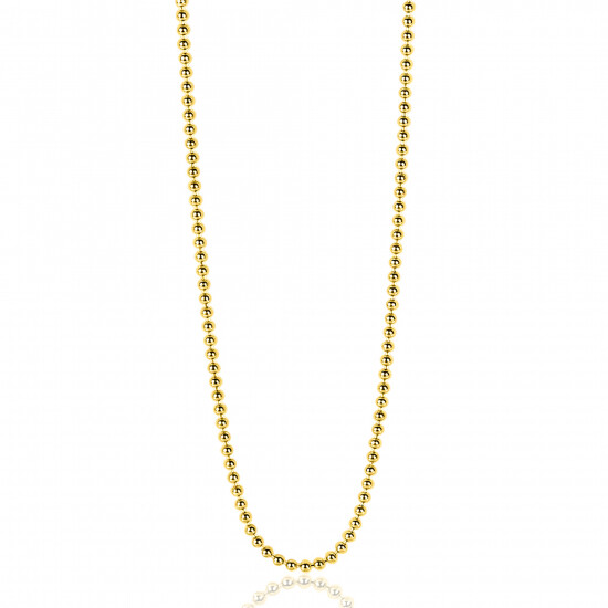 80cm ZINZI zilveren bolletjes ketting gold plated 0,9mm breed. ZILC-B80G