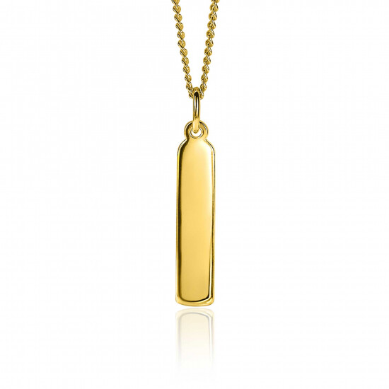 ZINZI zilveren hanger 14K geel verguld 32mm langwerpige plaat ZIH2213G (zonder collier)