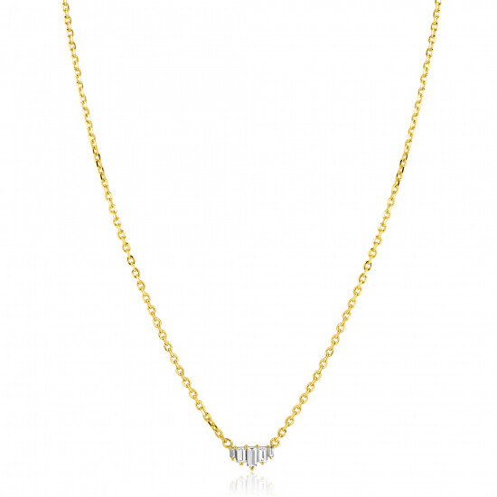 ZINZI gold plated zilveren ketting 42–45cm met piramide vorm, bezet met witte zirkonia’s ZIC2723Y