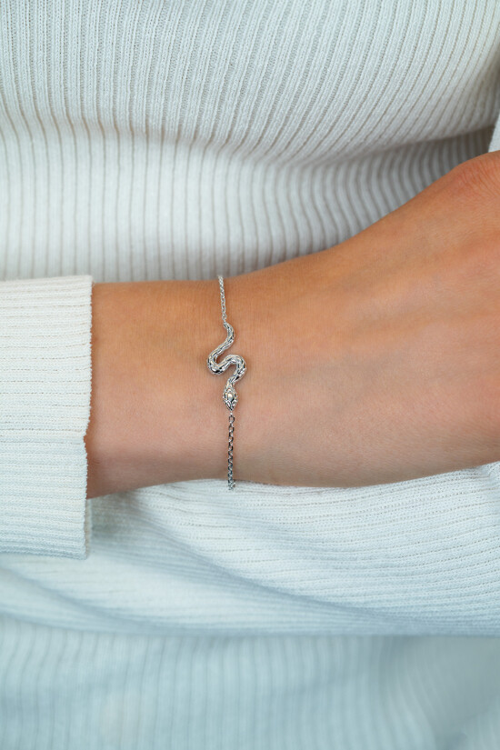 ZINZI zilveren armband met elegante slang, witte zirkonia's ZIA2721