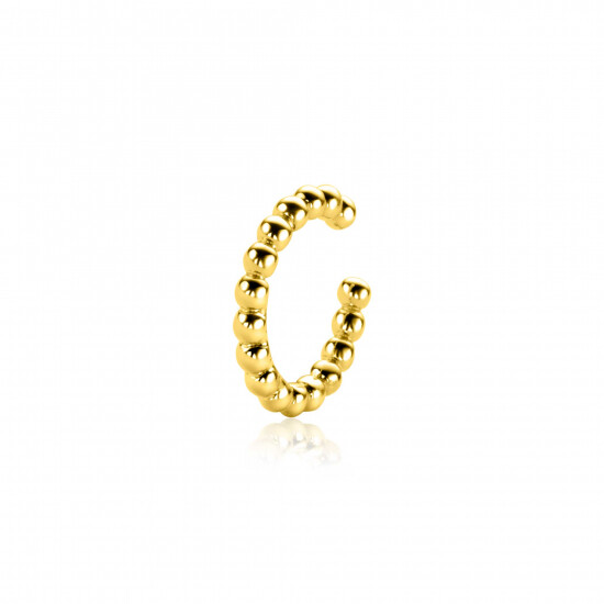 14mm ZINZI gold plated zilveren ear cuff bolletjes per stuk geprijsd ZIO-CUFF2G
