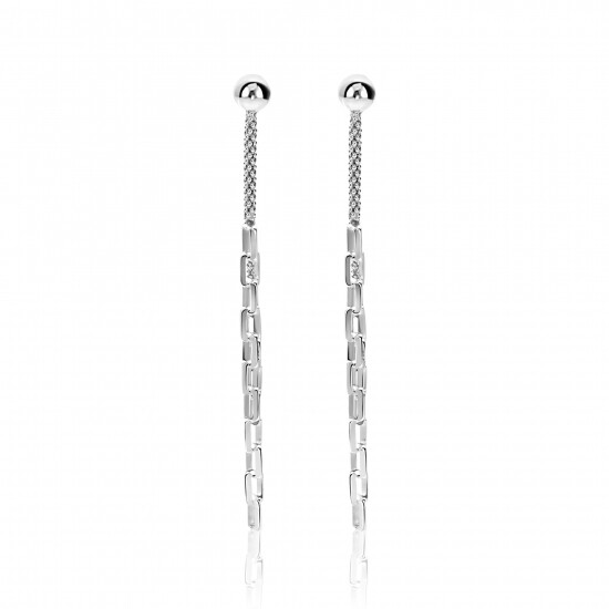 65mm ZINZI zilveren multi-look oorstekers met bungelende paperclip schakels ZIO2709