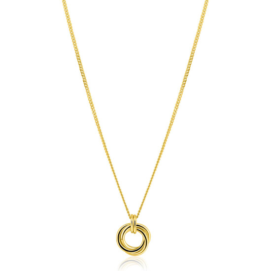 ZINZI gold plated zilveren collier 45cm met hanger van verbonden ringen (knoop-stijl) ZIC2797