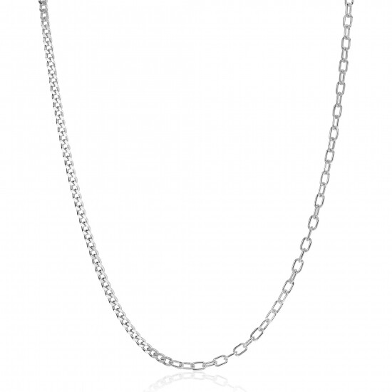 ZINZI zilveren multi-schakelketting met gourmet en paperclip schakels 2,7mm breed 43-45cm ZIC2468