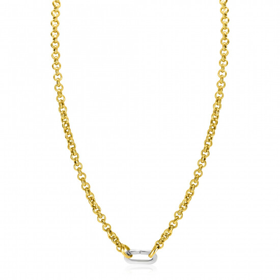 ZINZI gold plated zilveren jasseron ketting 42cm met ovale sluitring ZIC2377G