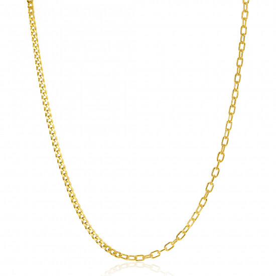 ZINZI gold plated zilveren multi-schakelketting met gourmet en paperclip schakels 2,7mm breed 43-45cm ZIC2468G
