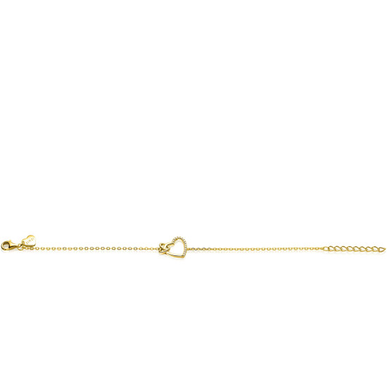 ZINZI gold plated zilveren armband met twee sierlijke harten die met elkaar verbonden zijn, ook bezet met witte zirkonia's 17-20cm ZIA2874Y