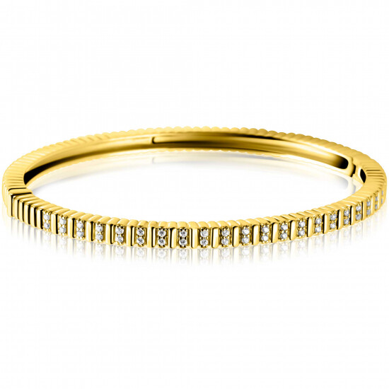 ZINZI gold plated zilveren bangle armband 4mm breed, bezet met witte zirkonia's  60mm ZIA2686Y