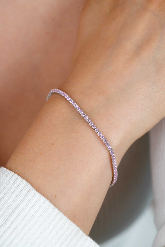 ZINZI zilveren tennis armband 2,1mm breed met rijzetting roze zirconia's ZIA2891R
