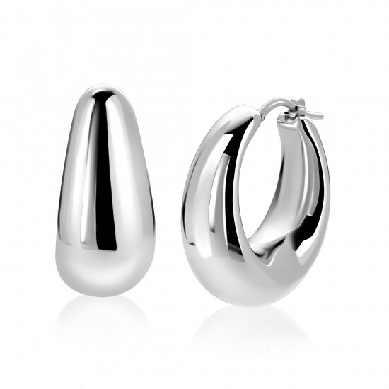 31mm ZINZI zilveren oorringen met brede buis (9mm) en ovaal model, handige bovensluiting  ZIO2750