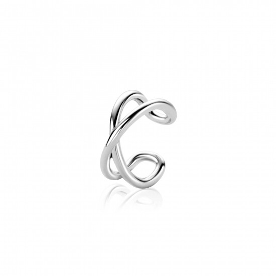 12,5mm ZINZI zilveren ear cuff cross-over gladde buis 5,5mm breed per stuk geprijsd ZIO-CUFF5