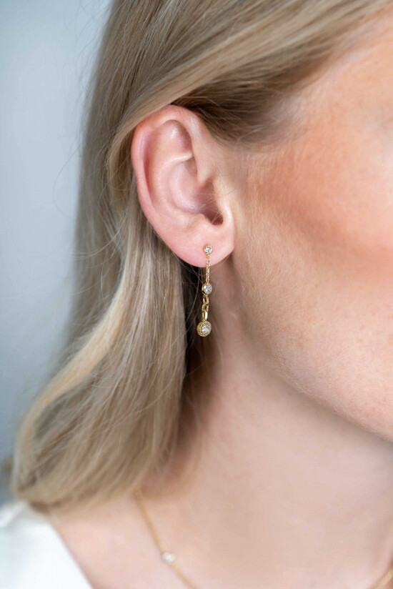 ZINZI zilveren oorstekers extra 14K geel verguld schakels witte ronde zirconia's 30mm ZIO2265G