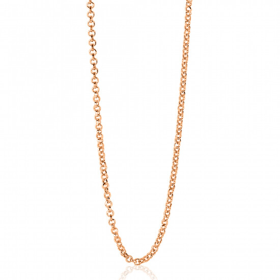 90cm ZINZI zilveren jasseron ketting geel verguld ZILC-J90R