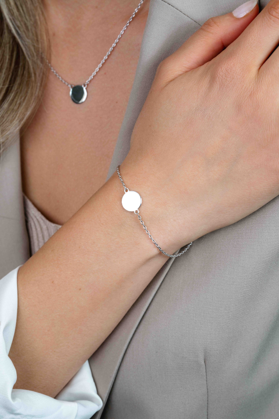 ZINZI zilveren armband met rond plaatje 15mm om te graveren 17-20cm ZIA2345