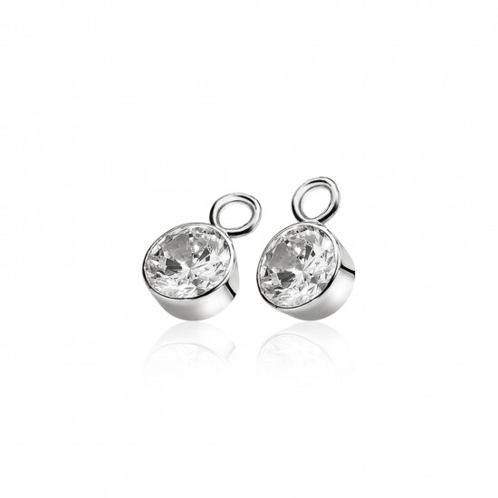 ZINZI zilveren oorbedels wit ZICH186W (zonder oorringen)