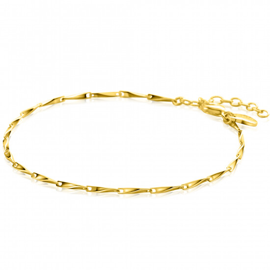 ZINZI gold plated zilveren schakel armband met glinsterende pijlvormige schakels 1,5mm breed 17,5-20cm ZIA2414G