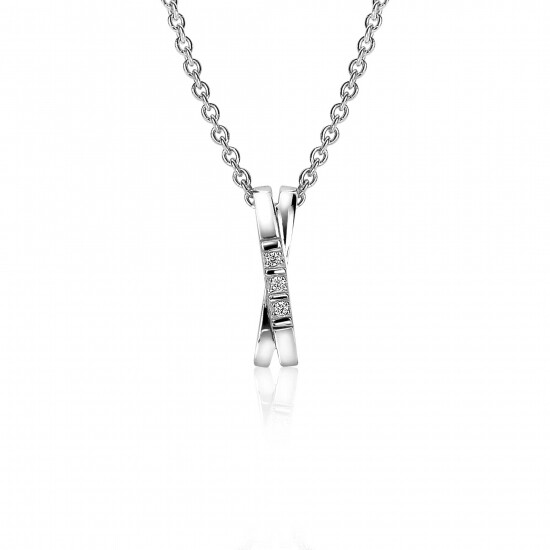 ZINZI zilveren hanger kruislings wit 16mm ZIH2039 (zonder collier)