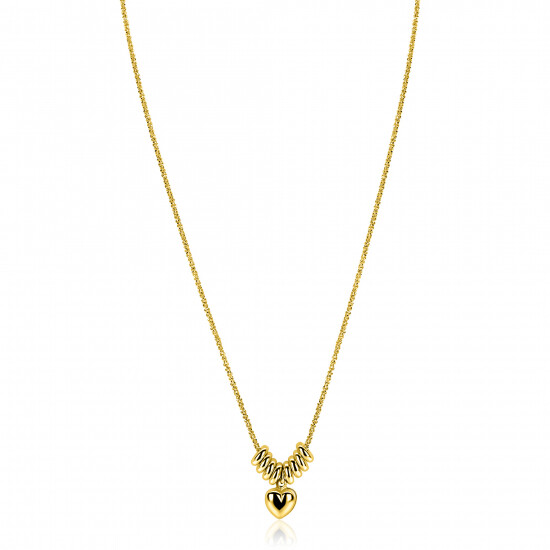 ZINZI gold plated zilveren ketting 42-45cm met hart en 8 glanzende donuts ZIC2760