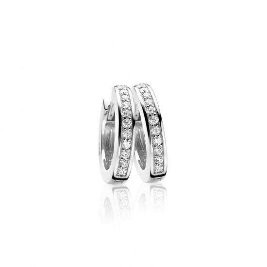 Zinzi zilveren oorringen 17 x 3mm witte zirconia's met luxe klapsluiting ZIO186Z 
