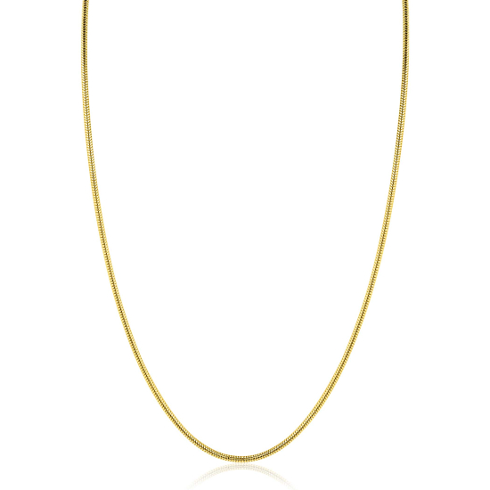 ZINZI gold plated zilveren ronde slangen ketting (1,6mm breed) 42-45cm ZIC2848G