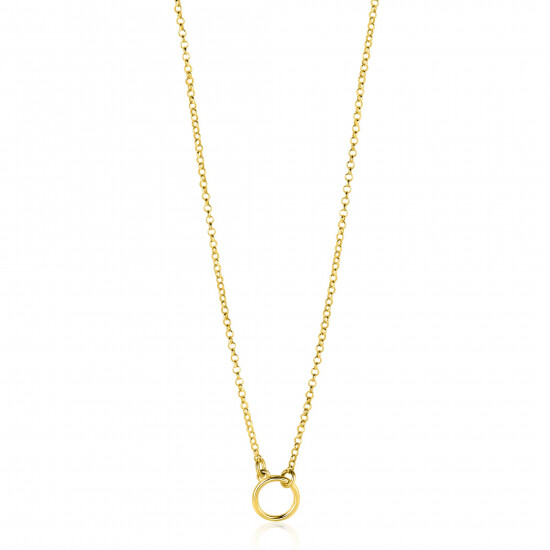 ZINZI gold plated zilveren ketting met open rondje 40-45cm ZIC2523G