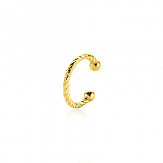 12,5mm ZINZI gold plated zilveren ear cuff gedraaide buis per stuk geprijsd ZIO-CUFF3G