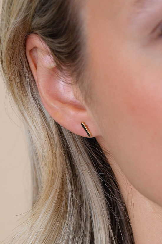 ZINZI zilveren oorknoppen geel verguld glad staafje 8mm ZIO1689G