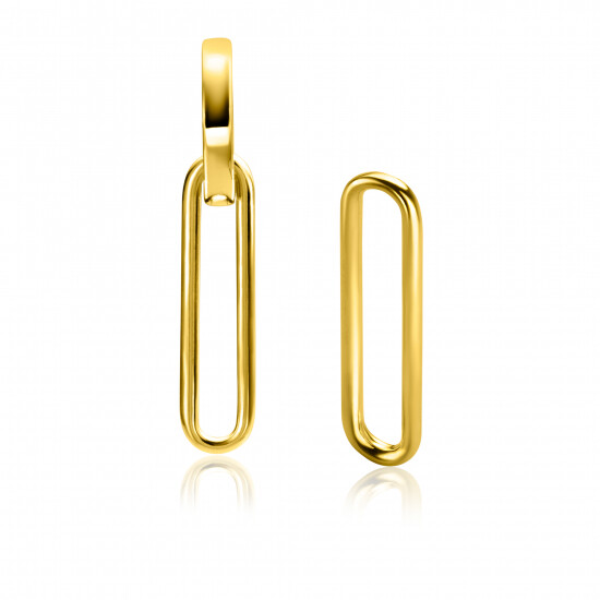 28mm ZINZI gold plated zilveren oorbedels open ovale vorm glad ZICH2416G (zonder oorringen)
