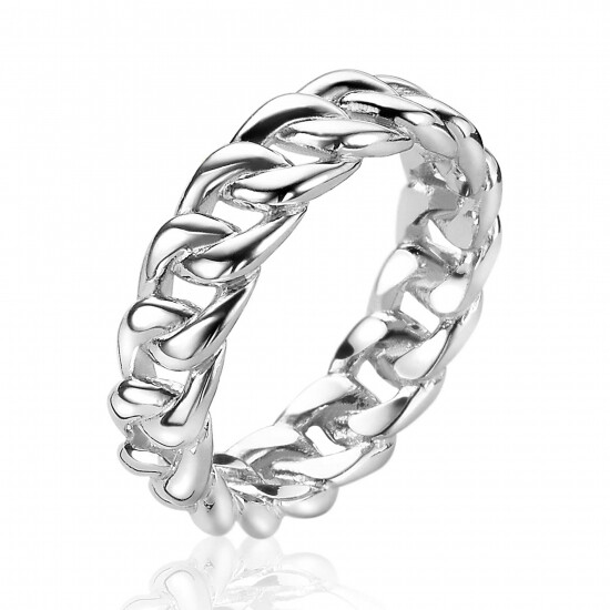 ZINZI zilveren ring gourmet schakel 5,5mm breed ZIR2117