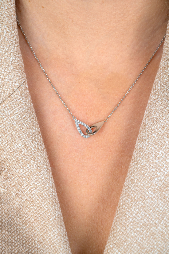 ZINZI zilveren ketting 45cm met twee in elkaar gevlochten druppelvormen ZIC2768