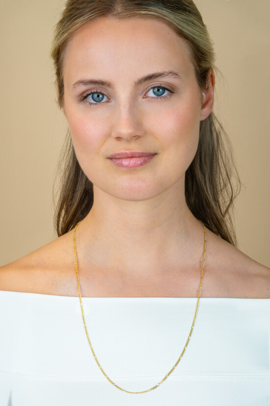 60cm ZINZI gold plated zilveren figaro ketting ZILC-F60G