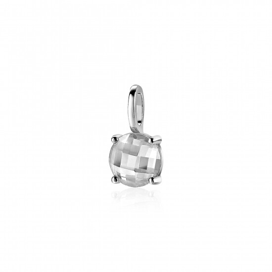 ZINZI zilveren hanger rond wit ZIH2072 (zonder collier)