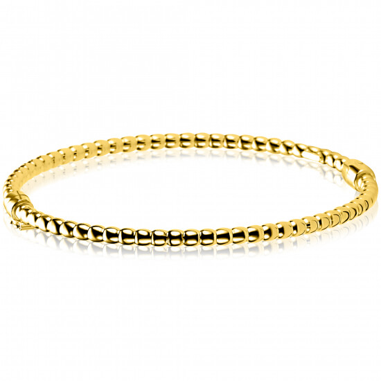 ZINZI gold plated zilveren bangle armband met bolletjes-motief 3mm en luxe scharniersluiting ZIA2755G